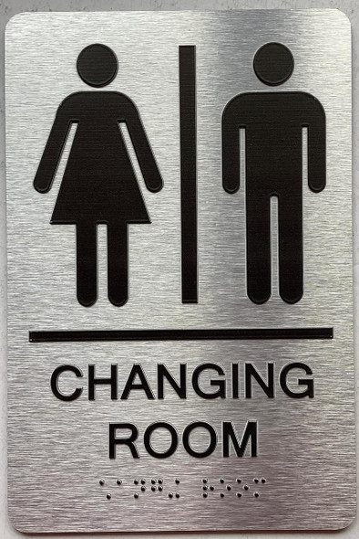 CHANGING ROOM  with Raised letters/Image & Grade 2 Braille - Includes Red Adhesive pad for Easy Installation CHANGING ROOM  with Raised letters/Image & Grade 2 Braille - Includes Red Adhesive pad for Easy Installation