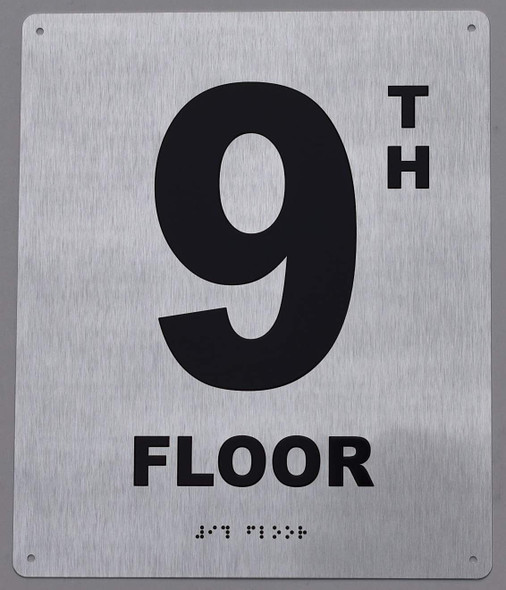 9TH Floor Sign-Tactile Signs - Floor Number Sign-Tactile Signs - Tactile Touch Braille Sign-Tactile Signs