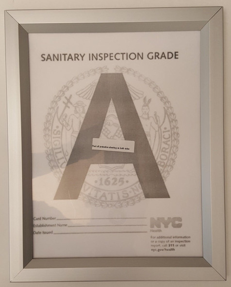 NYC Sanitary Inspection Grade Frame NYC Sanitary Inspection Grade Frame