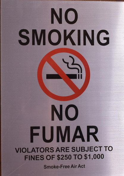 No Smoking English/Spanish Sign Smoke Free Act No Smoking English/Spanish Sign Smoke Free Act