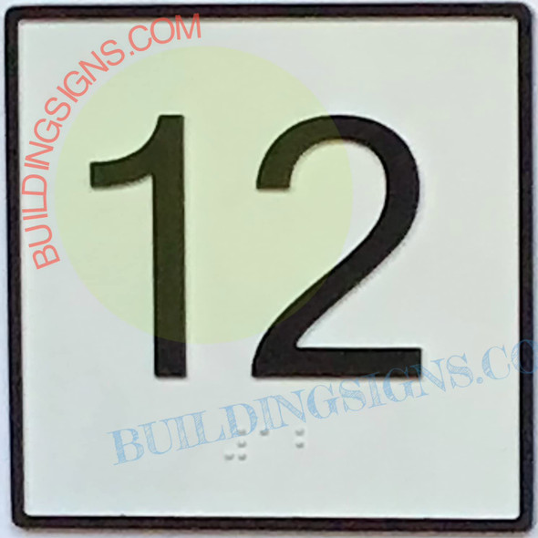 Elevator Floor Number 12- Elevator JAMB Plate Floor 12 Elevator Floor Number 12- Elevator JAMB Plate Floor 12