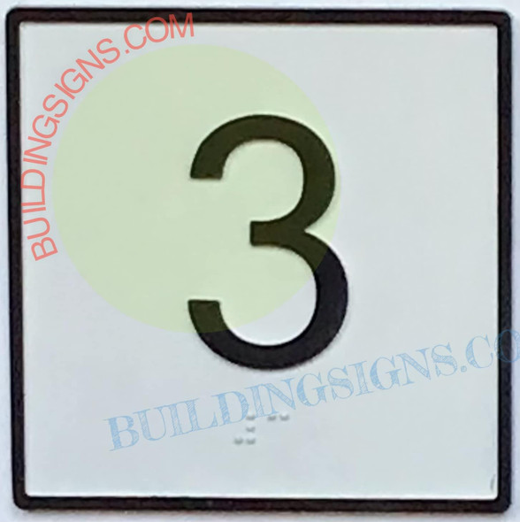 ELEVATOR FLOOR NUMBER 3- ELEVATOR JAMB PLATE FLOOR 3 ELEVATOR FLOOR NUMBER 3- ELEVATOR JAMB PLATE FLOOR 3