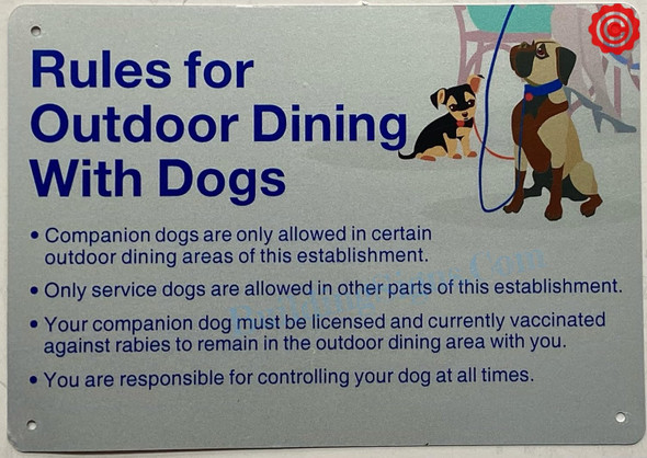 RULES FOR OUTDOOR DINING WITH DOGS SignNYC RESTURANT SIGN RULES FOR OUTDOOR DINING WITH DOGS SignNYC RESTURANT SIGN