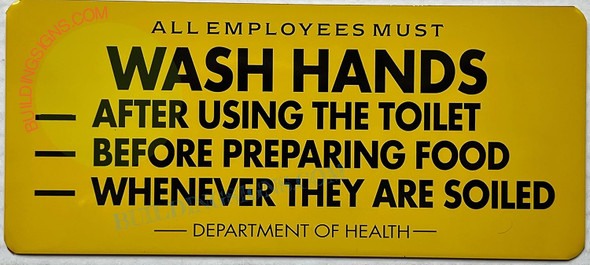 NYC All employee must wash hands SIGN NYC All employee must wash hands SIGN