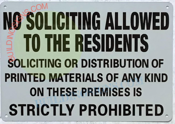 NO Soliciting Allowed to The Residents Sign NO Soliciting Allowed to The Residents Sign
