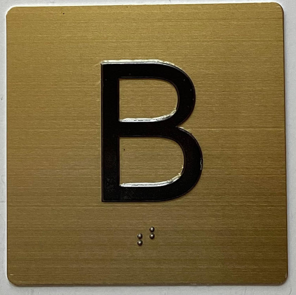 B Elevator Jamb Plate sign With Braille and raised number-Elevator basement floor number sign