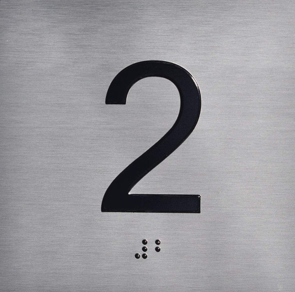 Elevator JAMB Plate with Braille - Elevator Floor Number Brush SILVER Elevator JAMB Plate with Braille - Elevator Floor Number Brush SILVER