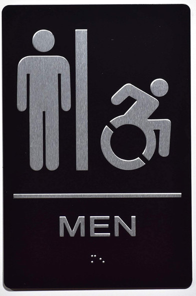 RESTROOM SIGN Tactile Graphics Grade 2 Braille Text with raised letters, Material: Aluminum, Safety Sign for Office, school Hospital, brush BLACK RESTROOM SIGN Tactile Graphics Grade 2 Braille Text with raised letters, Material: Aluminum, Safety Sign for Office, school Hospital, brush BLACK