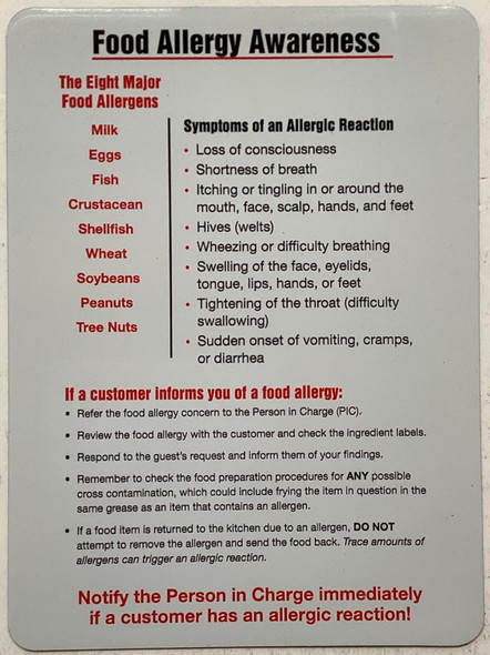 Food Allergy Awareness SignFood Allergy Magnet Food Allergy Awareness SignFood Allergy Magnet