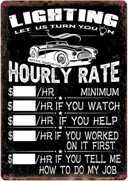 -Mechanic Hourly Rate Metal SignFunny Garage Wall Decor, -Mechanic Hourly Rate Metal SignFunny Garage Wall Decor,
