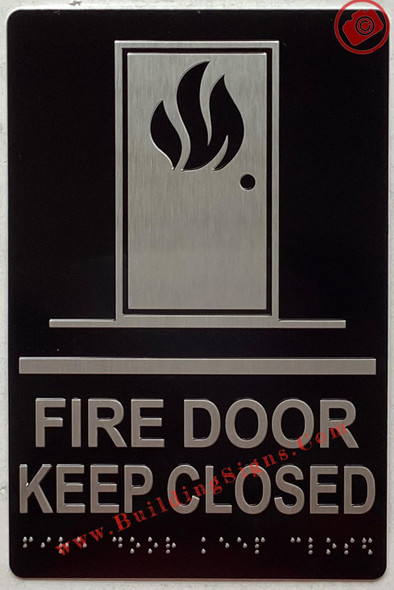 FIRE DOOR KEEP CLOSED SIGN Raised letters & Grade 2 Braille - Includes Red Adhesive pad for Easy Installation FIRE DOOR KEEP CLOSED SIGN Raised letters & Grade 2 Braille - Includes Red Adhesive pad for Easy Installation