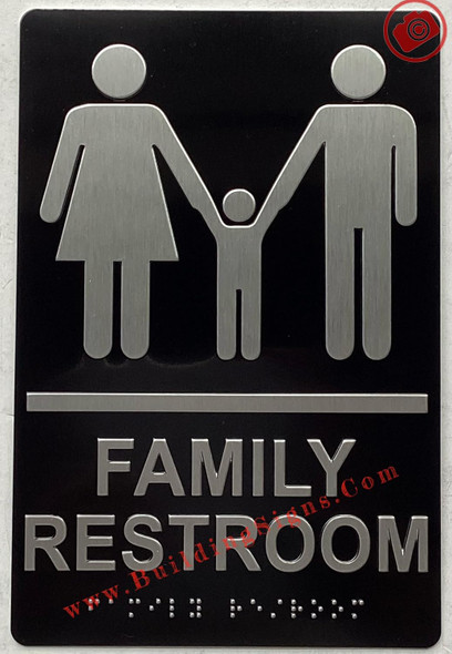 FAMILY RESTROOM SIGN Raised letters & Grade 2 Braille - Includes Red Adhesive pad for Easy Installation FAMILY RESTROOM SIGN Raised letters & Grade 2 Braille - Includes Red Adhesive pad for Easy Installation