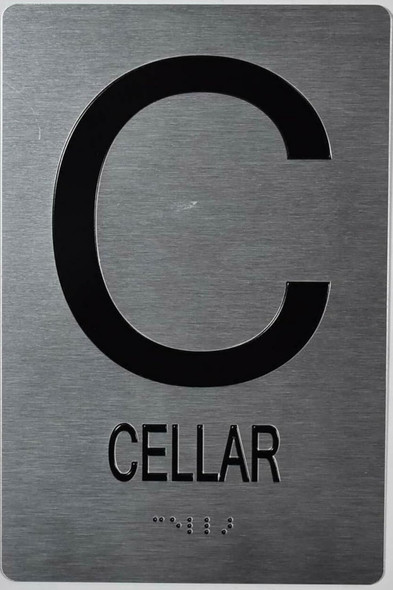 FLOOR NUMBER SIGN Tactile Graphics Grade 2 Braille Text with raised letters aluminum, Safety Sign for Office, school Hospital, brush SILVER