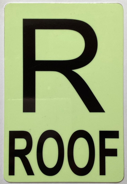 GLOW IN DARK FLOOR NUMBER SIGN- (Aluminum,6x9) THE GLOWMARK LINE (ROOF)