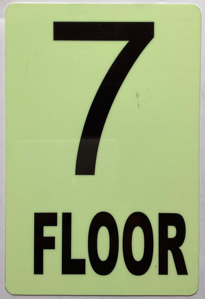 GLOW IN DARK FLOOR NUMBER SIGN- (Aluminum,6x9)THE GLOWMARK LINE (7TH FLOOR)