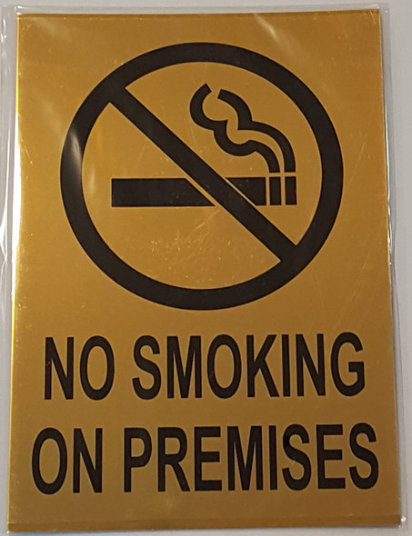 NO SMOKING ON PREMISES SignGOLD BACKGROUND NO SMOKING ON PREMISES SignGOLD BACKGROUND