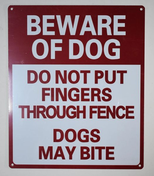 Beware of Dog Do Not Put Fingers Through Fence - Dog May bite Sign - Beware of Dog Do Not Put Fingers Through Fence - Dog May bite Sign -