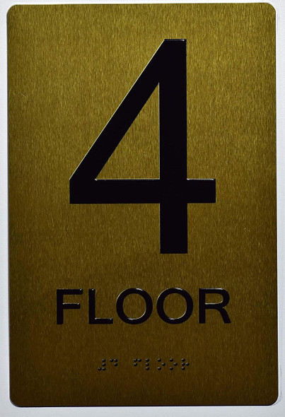 Floor 4 Sign-Tactile Signs - 4th Floor Sign-Tactile Signs - Gold Floor 4 Sign-Tactile Signs - 4th Floor Sign-Tactile Signs - Gold