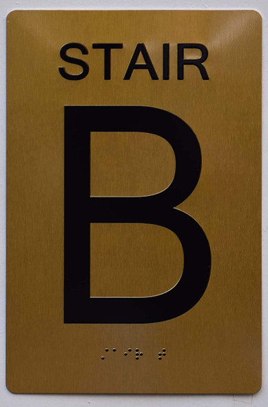 Stair B Sign-Tactile Signs - Gold Stair B Sign-Tactile Signs - Gold