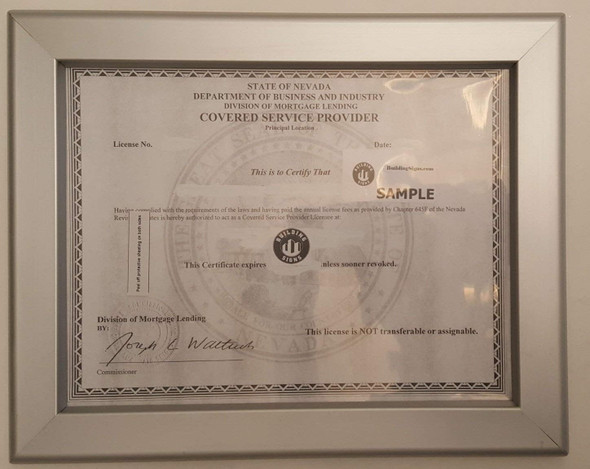 Business License Certificate Frame NV Business License Certificate Frame NV