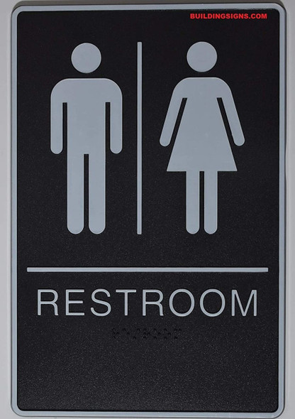 Unisex Restroom Sign Braille Sign with Raised Tactile Graphics and Letters Unisex Restroom Sign Braille Sign with Raised Tactile Graphics and Letters