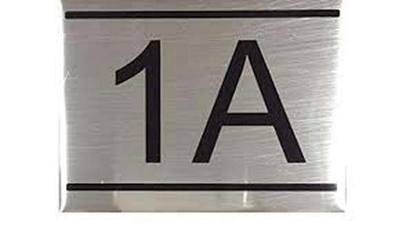 APARTMENT NUMBER SIGN 1A -BRUSHED ALUMINUM APARTMENT NUMBER SIGN 1A -BRUSHED ALUMINUM