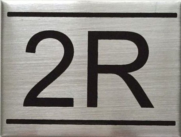 APARTMENT NUMBER SIGN -2R -BRUSHED ALUMINUM