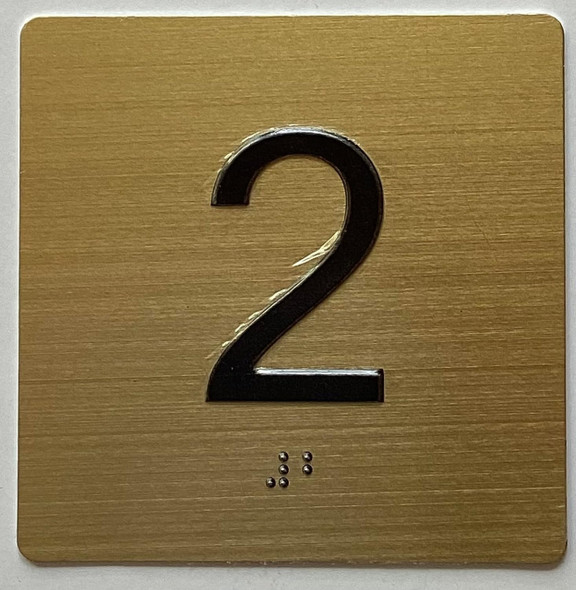 2ND FLOOR Elevator Jamb Plate sign With Braille and raised number-Elevator FLOOR 2 number sign 2ND FLOOR Elevator Jamb Plate sign With Braille and raised number-Elevator FLOOR 2 number sign