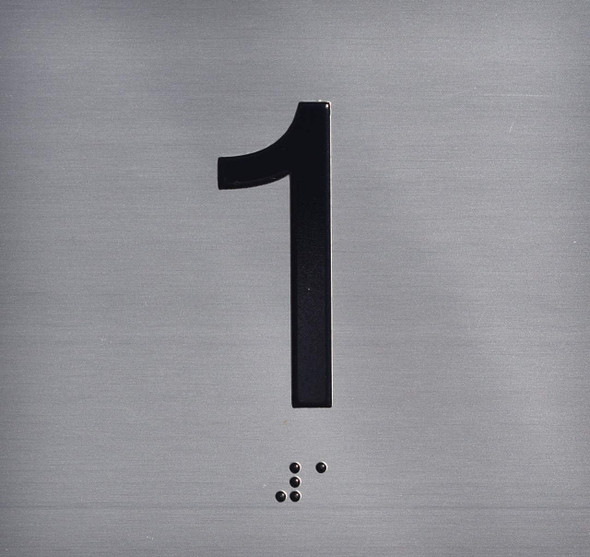 Elevator JAMB Plate with Braille - Elevator Floor Number Brush SILVER Elevator JAMB Plate with Braille - Elevator Floor Number Brush SILVER