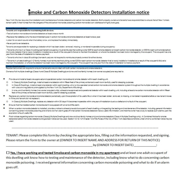 Carbon Monoxide Detector Installation Notice -HMC § 27-2046.1 Carbon Monoxide Detector Installation Notice -HMC § 27-2046.1