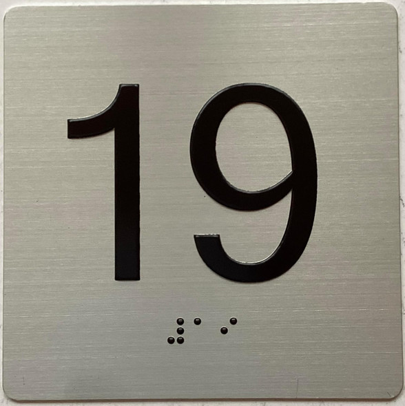 Elevator 19 FLOOR Sign/jamb plate 19 floor sign letters/Image & Grade 2 Braille - Includes Red Adhesive pad for Easy Installation Elevator 19 FLOOR Sign/jamb plate 19 floor sign letters/Image & Grade 2 Braille - Includes Red Adhesive pad for Easy Installation