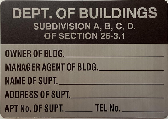 Department of Buildings subdivision abcd sign sign Brushed Silver Aluminum Wall Mount | Rust-Free, Durable | Double-Sided Tape I Easy Installation -7x10 Inch_-red20250404 Department of Buildings subdivision abcd sign sign Brushed Silver Aluminum Wall Mount | Rust-Free, Durable | Double-Sided Tape I Easy Installation -7x10 Inch_-red20250404