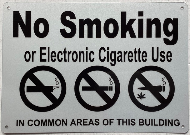 NO SMOKING OR ELECTRONIC CIGARETTE USE IN COMMON AREAS OF THIS BUILDING SIGN NYC NO SMOKING SIGN