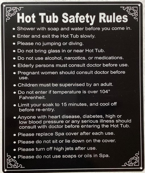 Hot Tub Safety Rules Sign