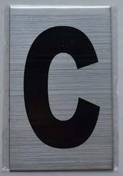 Apartment Number SignLetter C  - Porte D'argent line Apartment Number SignLetter C  - Porte D'argent line