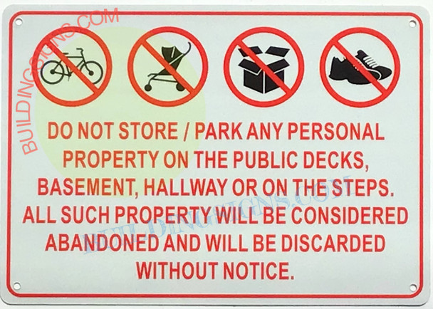 DO NOT STORE PERSONAL PROPERTY  SIGN DO NOT STORE PERSONAL PROPERTY  SIGN