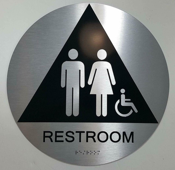 CA Unisex Restroom ACCESSIBLE Sign Braille Sign with Raised Tactile Graphics and Letters CA Unisex Restroom ACCESSIBLE Sign Braille Sign with Raised Tactile Graphics and Letters