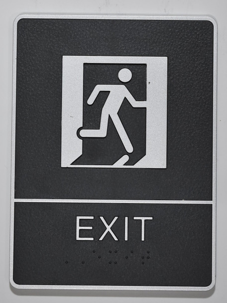 EXIT Sign- BLACK- BRAILLE