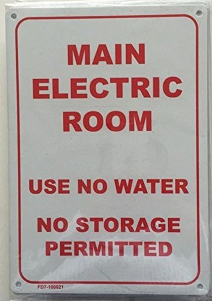 MAIN ELECTRIC ROOM USE NO WATER- NO STORAGE PERMITTED