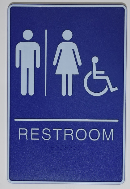 ACCESSIBLE Restrooms Sign- BLUE- BRAILLE