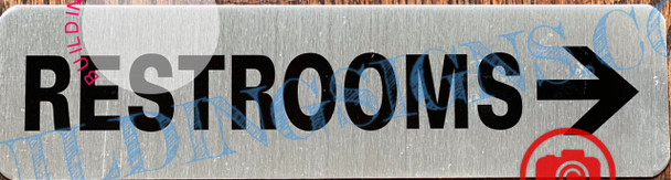 RESTROOMS RIGHT SignBRUSHED ALUMINUM