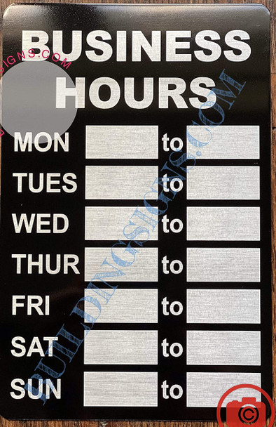 Business Hours Sign Business Hours Sign