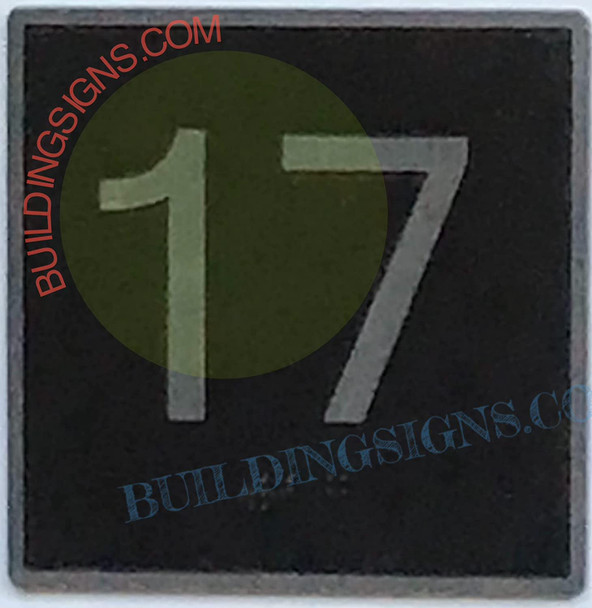 ELEVATOR FLOOR NUMBER 17 SIGN- ELEVATOR JAMB PLATE FLOOR 17 SIGN ELEVATOR FLOOR NUMBER 17 SIGN- ELEVATOR JAMB PLATE FLOOR 17 SIGN