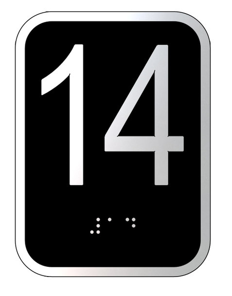 Elevator floor number 14 sign- Elevator Jamb Plate 14 Elevator floor number 14 sign- Elevator Jamb Plate 14