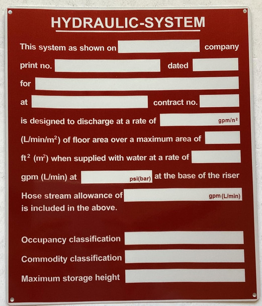 HYDROLIC SYSTEM SIGN