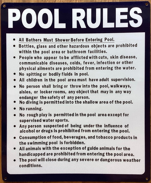 POOLS RULES SIGN