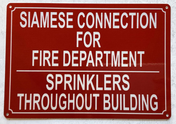 SIAMESE CONNECTION FOR FIRE DEPARTMENT SPRINKLER THROUGHT BUILDING SIGN