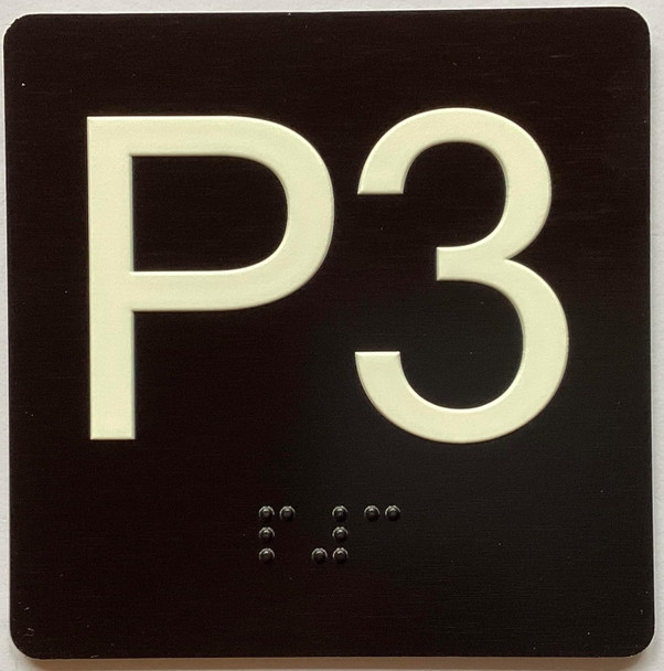 ELEVATOR FLOOR NUMBER THE LEXINGTON AVE LINE (P3-PARKING LEVEL 3)) SIGN