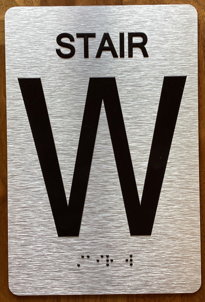 Stair W Sign with Raised Letters & Grade 2 Sign