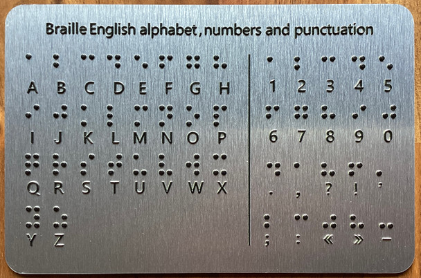 ADA Braille English Alphabet, Number And Punctuation Sign